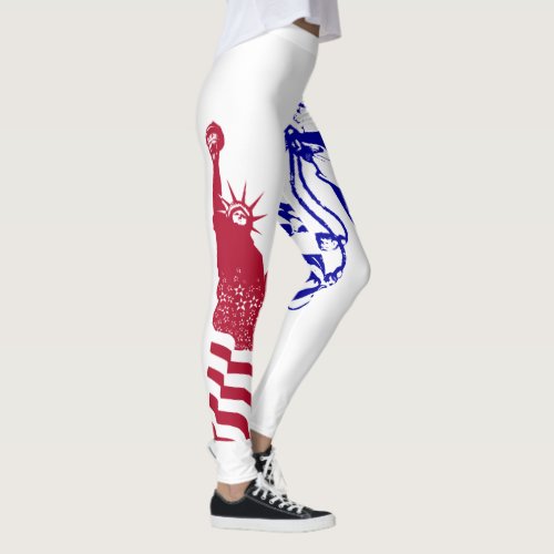 Lady Liberty American Flag Red White Blue Leggings