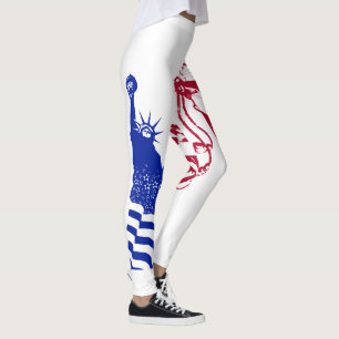 Lady Liberty American Flag Red White Blue Leggings