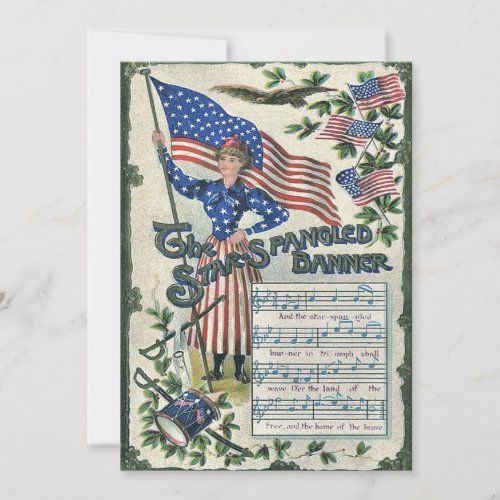 Lady Liberty American Flag Star_Spangled Banner Invitation