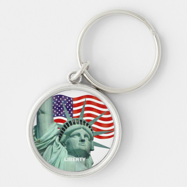 Lady Liberty and American Flag Keychain (Front)