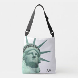 Lady Liberty and Monogram on White Crossbody Bag