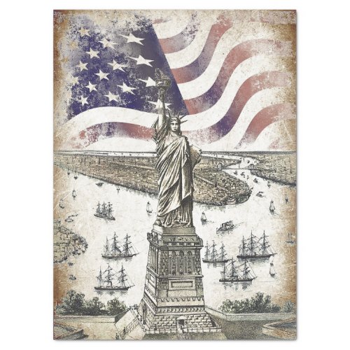 LADY LIBERTY AND OLD GLORY VINTAGE PATRIOTIC TISSUE PAPER