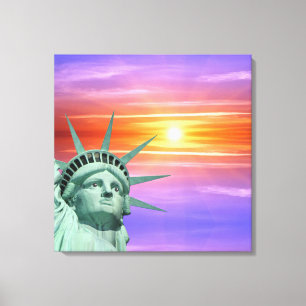 Lady Liberty and Sunrise Canvas Print
