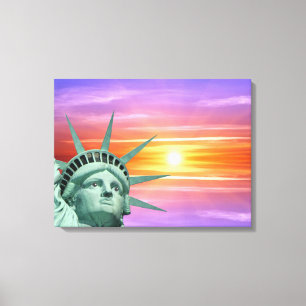 Lady Liberty and Sunrise Canvas Print