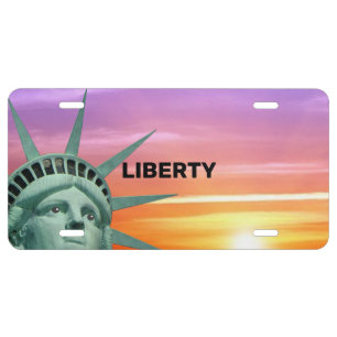 Lady Liberty and Sunrise License Plate