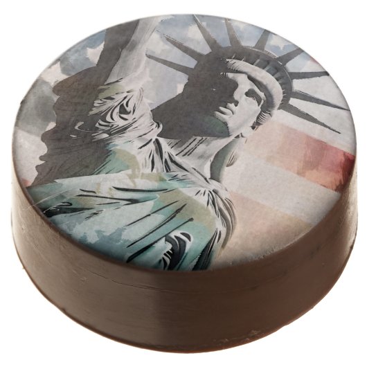 Lady Liberty and the American Flag Chocolate Covered Oreo (Angled)