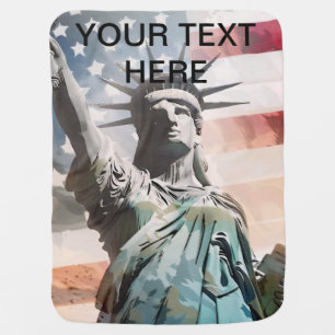 Lady Liberty and the American Flag Custom Baby Blanket