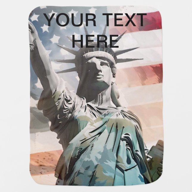 Lady Liberty and the American Flag Custom Baby Blanket (Front)