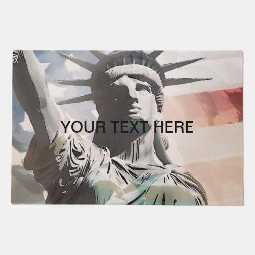 Lady Liberty and the American Flag Custom Doormat