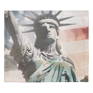 Lady Liberty and the American Flag Duvet Cover