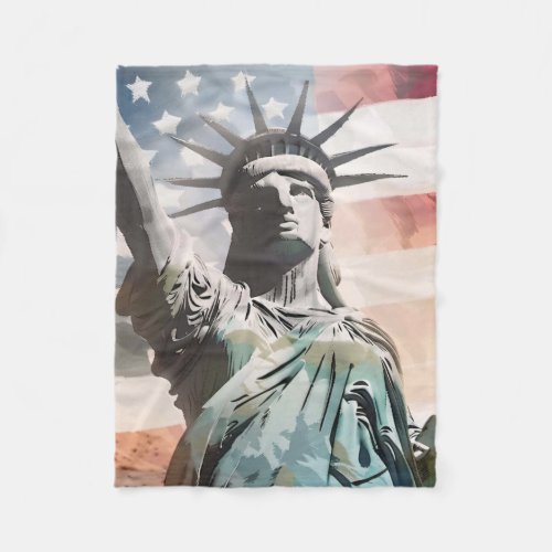 Lady Liberty and the American Flag Fleece Blanket