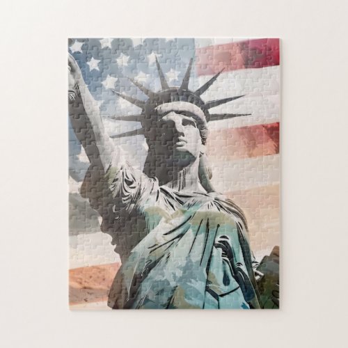 Lady Liberty and the American Flag Jigsaw Puzzle