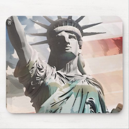 Lady Liberty and the American Flag Mouse Pad
