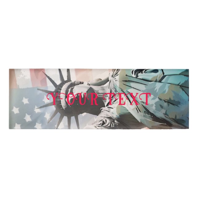 Lady Liberty and the American Flag Name Tag (Front)