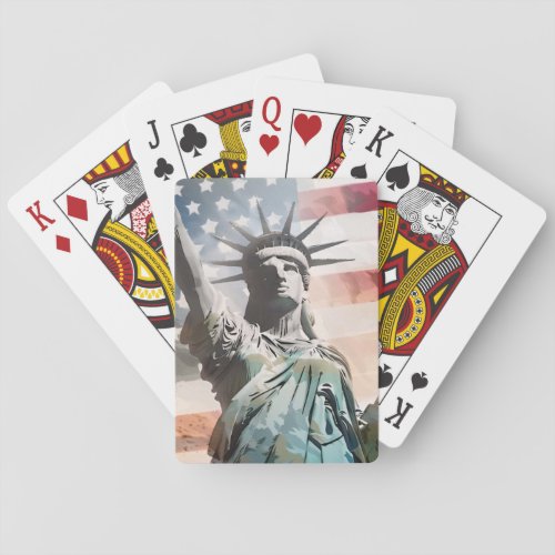 Lady Liberty and the American Flag Playing Cards