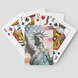 Lady Liberty and the American Flag Poker Cards