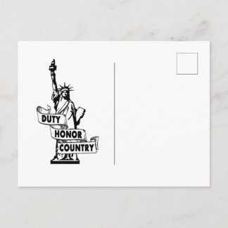 Lady Liberty - Duty Honor Country Postcard