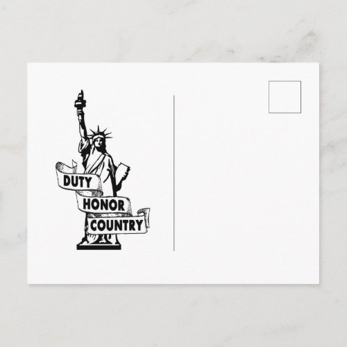Lady Liberty _ Duty Honor Country Postcard