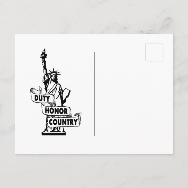 Lady Liberty - Duty Honor Country Postcard (Back)
