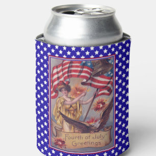 Lady Liberty Fourth of July Patriotic Flag Can Cooler
