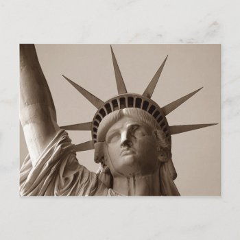 Lady Liberty In Sepia Statue Of Liberty Nyc Ny Pc Postcard by rainsplitter at Zazzle