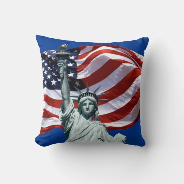 Lady Liberty, Old Glory Throw Pillow (Front)