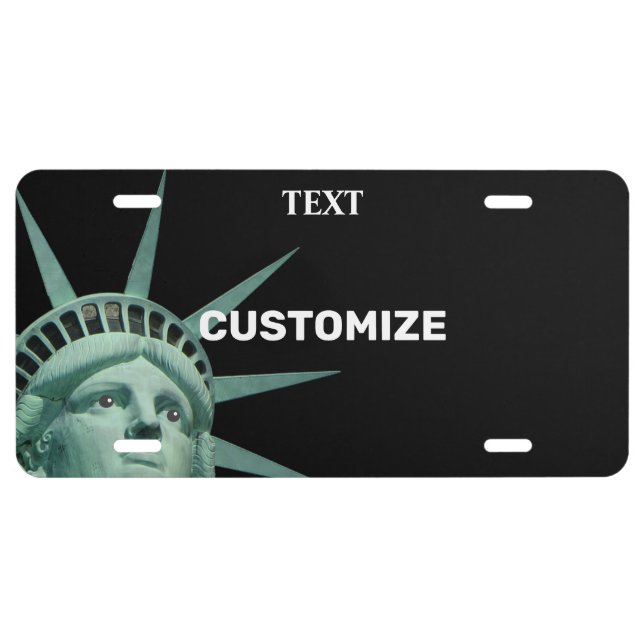 Lady Liberty on Black License Plate (Front)