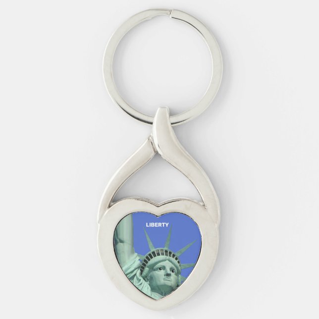 Lady Liberty on Sky Blue Keychain (Front)