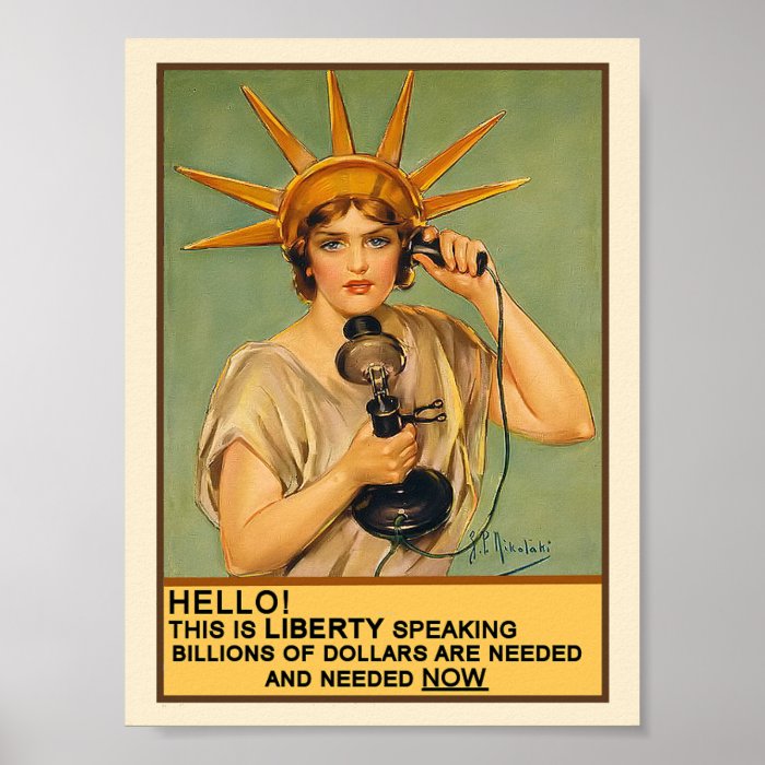 Lady Liberty on the Phone Print