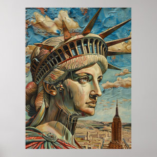 Lady Liberty Painting in Baroque Style Poster