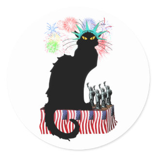 Lady Liberty - Patriotic Le Chat Noir Classic Round Sticker