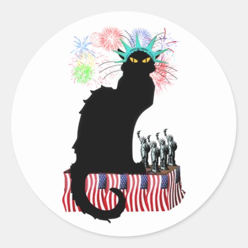 Lady Liberty _ Patriotic Le Chat Noir Classic Round Sticker