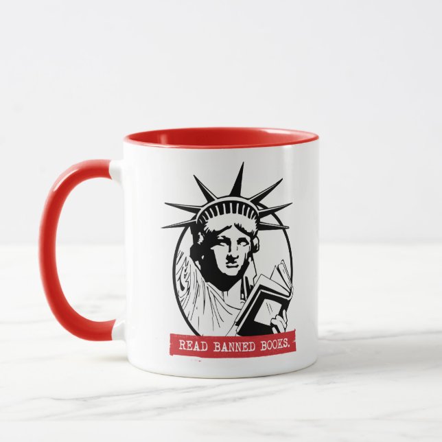 Lady Liberty Read Banned Books Mug (Left)
