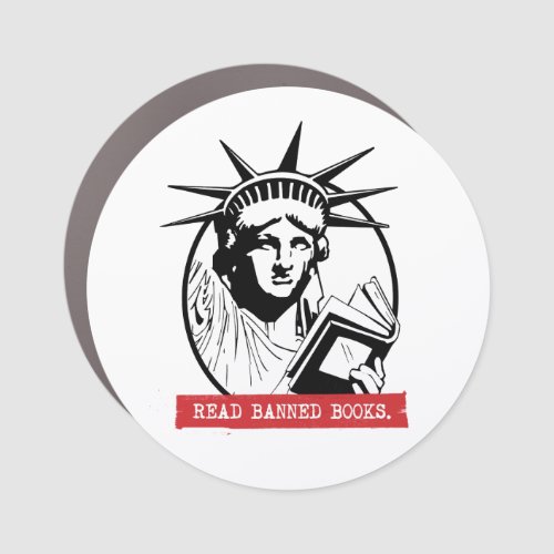 Lady Liberty Reads Banned Books Car Magnet