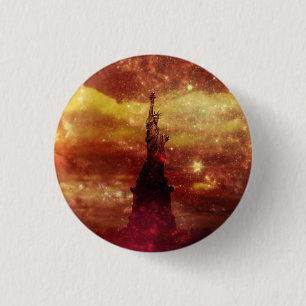 Lady Liberty red and yellow stars Pinback Button