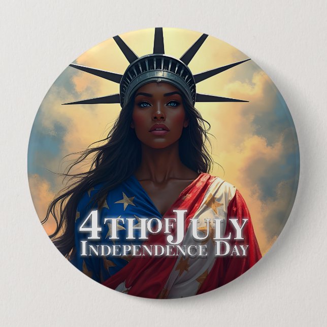 Lady Liberty Reimagined – A New Face of Freedom Button (Front)