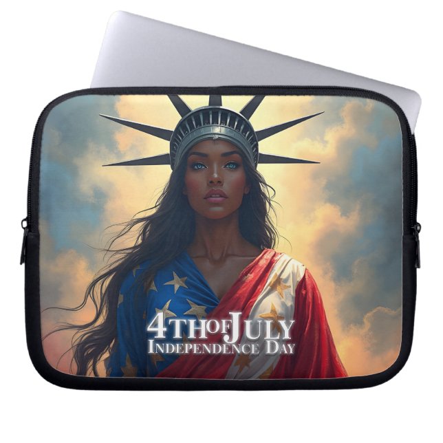Lady Liberty Reimagined – A New Face of Freedom Laptop Sleeve (Front)
