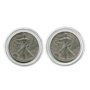 Lady Liberty Silver Dollar Cufflinks