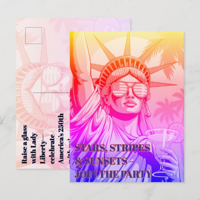 Lady Liberty Toasts the 250th—Party Invite (Front/Back)