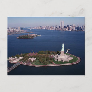 Lady Liberty & Twin Towers World Trade Center NYC Postcard