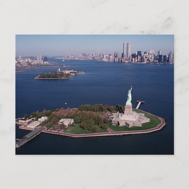 Lady Liberty & Twin Towers World Trade Center NYC Postcard (Front)