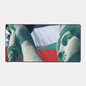 Lady Liberty Usa Flag Background Statue Of Liberty Desk Mat by USA_Products at Zazzle