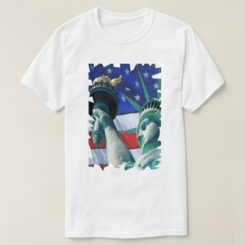 Lady Liberty Usa Flag Background Statue Of Liberty T-shirt by USA_Products at Zazzle