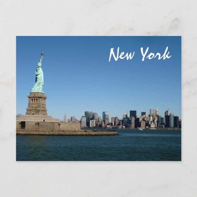 Lady Liberty Watches Over NYC (color) Postcard (Front)
