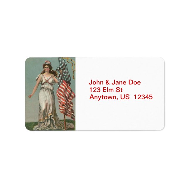 Lady Liberty with Flag Vintage Address Labels (Front)