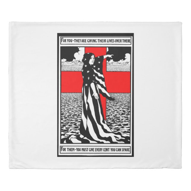 Lady Liberty WWI US Patriotic Poster 1918 Duvet Cover (Front)