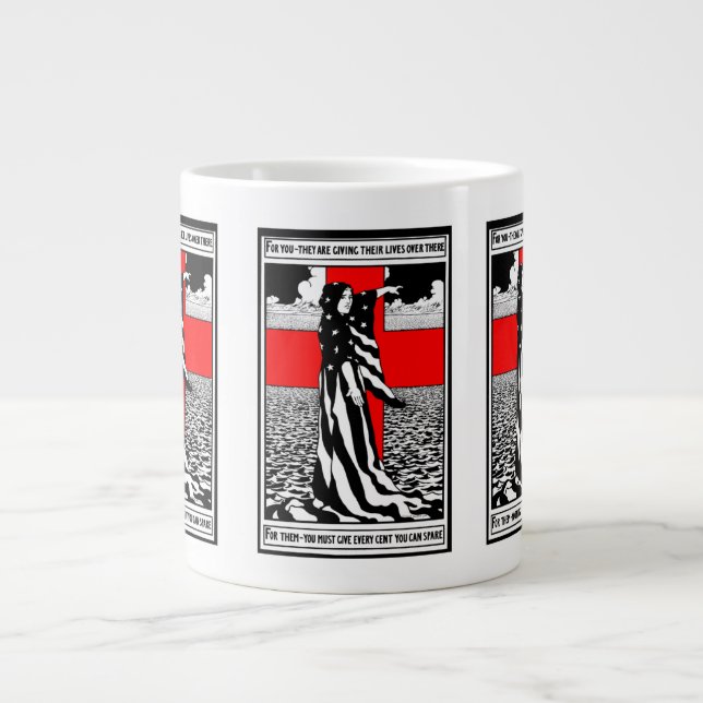 Lady Liberty WWI US Patriotic Poster 1918 Giant Coffee Mug (Front)