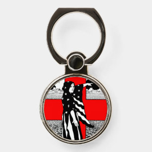 Lady Liberty WWI US Patriotic Poster 1918 Phone Ring Stand