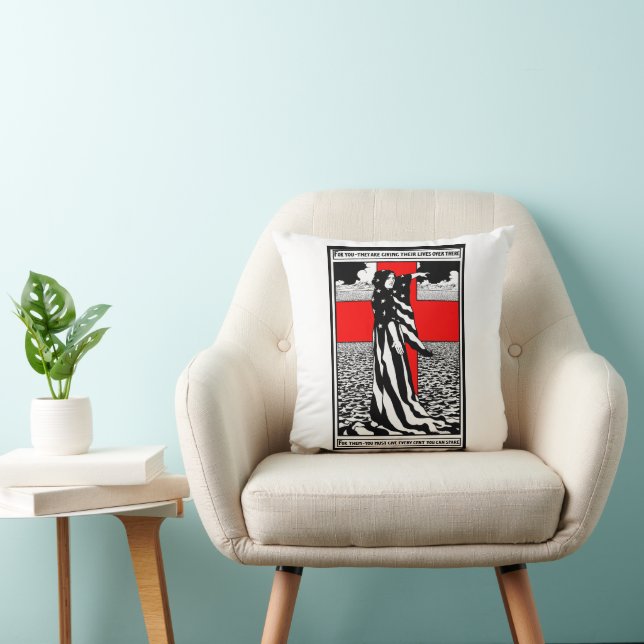 Lady Liberty WWI US Patriotic Poster 1918 Throw Pillow (Chair)