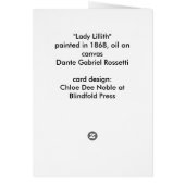 "Lady Lillith" by Dante Gabriel Rossetti Cards (Back)